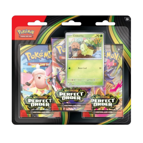 Pokémon TCG Perfect Order Chikorita 3-Pack Blister, sealed