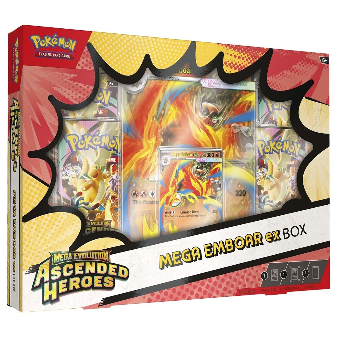 Pokémon TCG Ascended Heroes Mega Emboar ex Box, sealed front of box