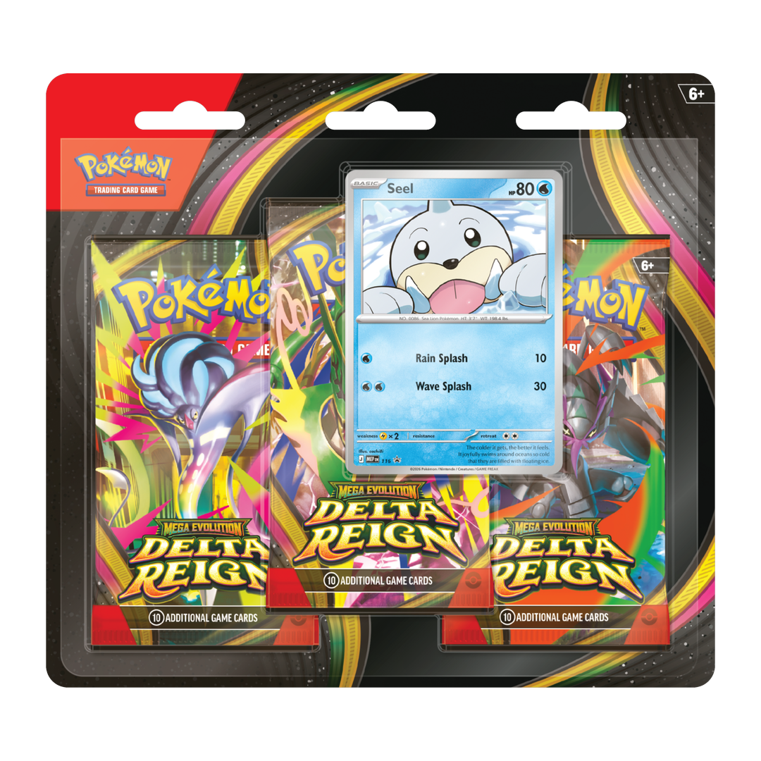 Pokémon TCG Mega Evolution Delta Reign 3-Pack Blister with Seel promo card