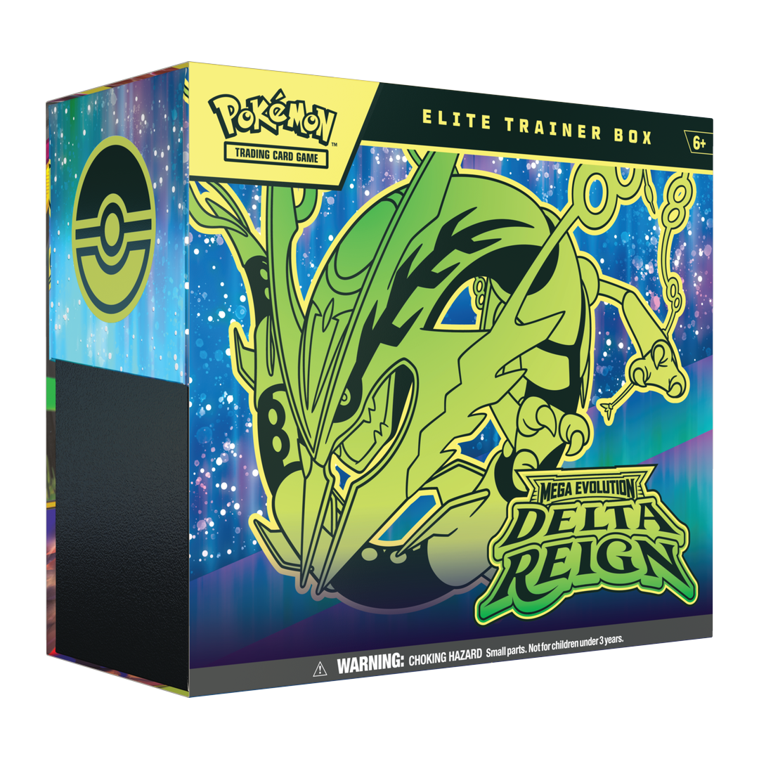 Pokémon TCG Mega Evolution Delta Reign Elite Trainer Box, front of the sealed box